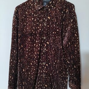 Carole Little Sport Brown Leopard Print Shirt